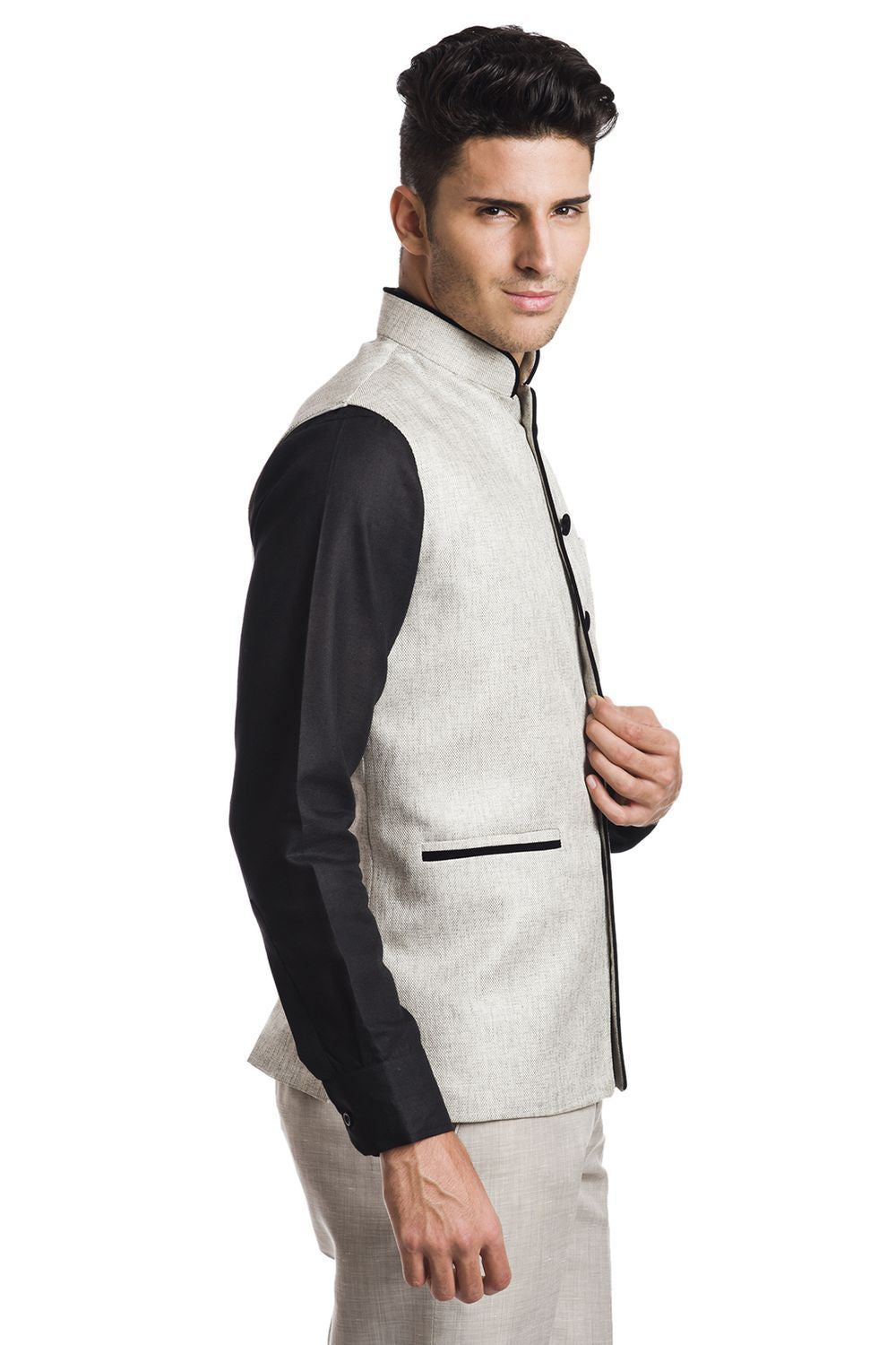 Rayon Silver Nehru Jacket