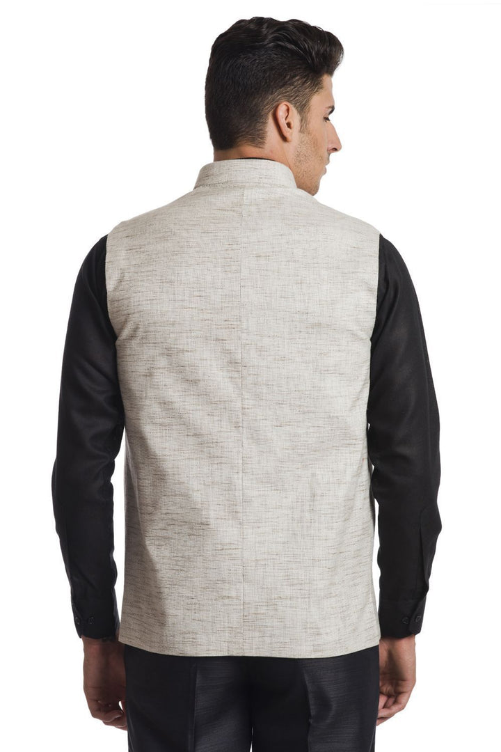 Linen Blend Beige Nehru Jacket