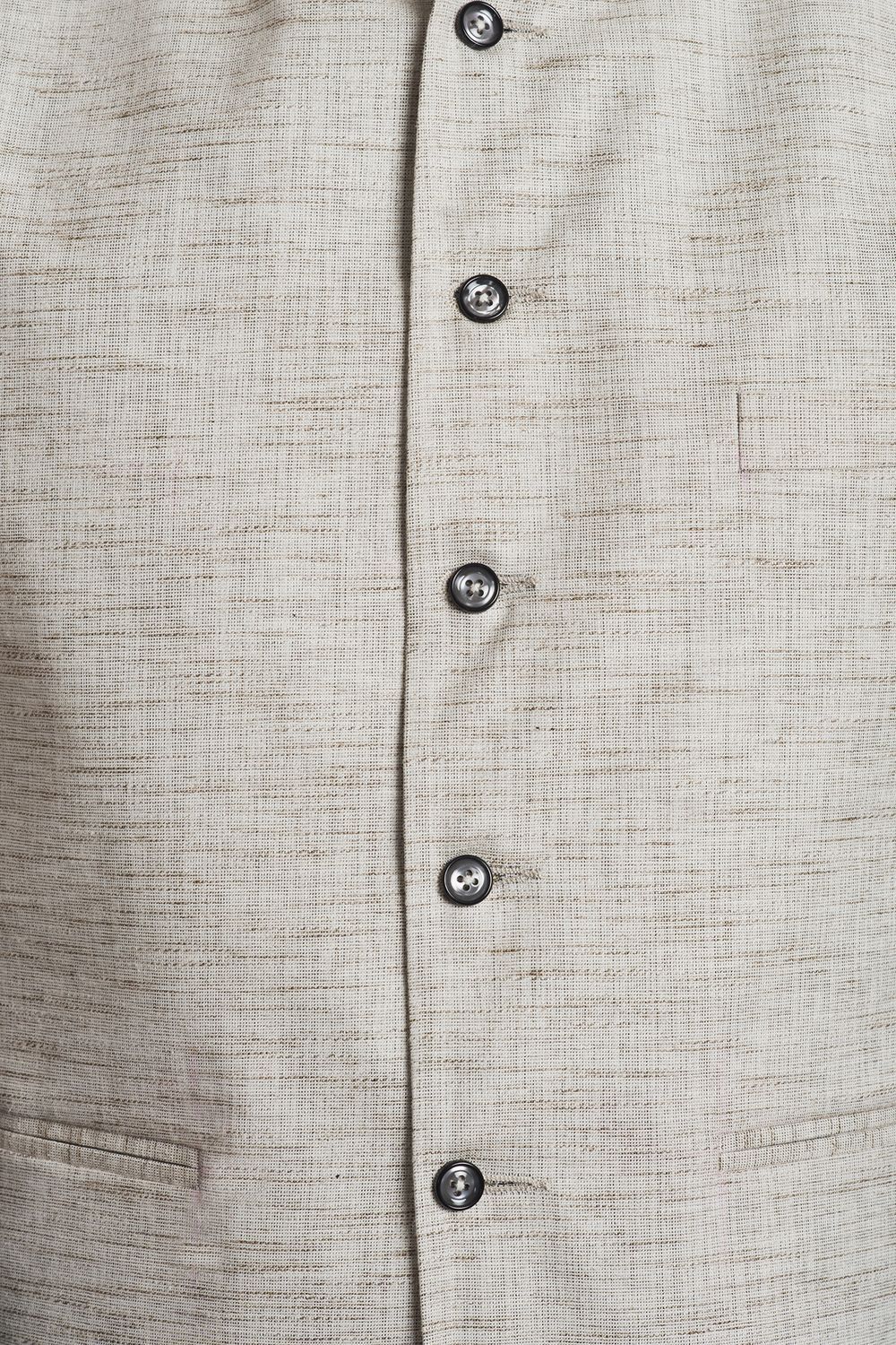 Linen Blend Beige Nehru Jacket