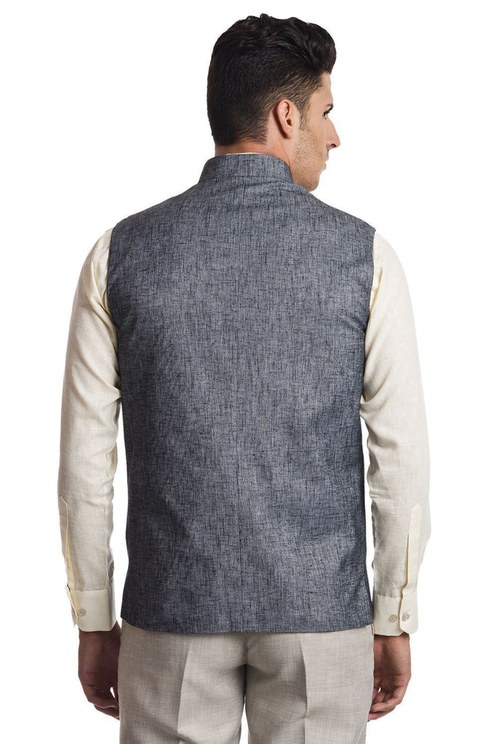 Linen Blend Grey Nehru Jacket