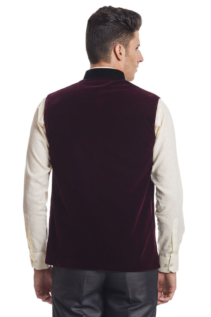 Velvet Red Nehru Jacket