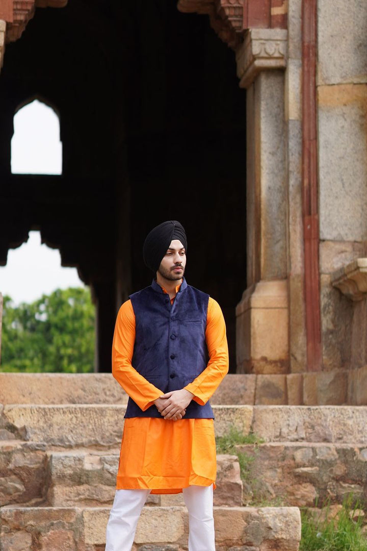 Velvet Blue Modi Nehru Jacket