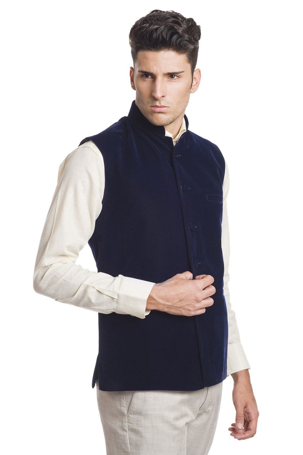 Velvet Blue Nehru Jacket