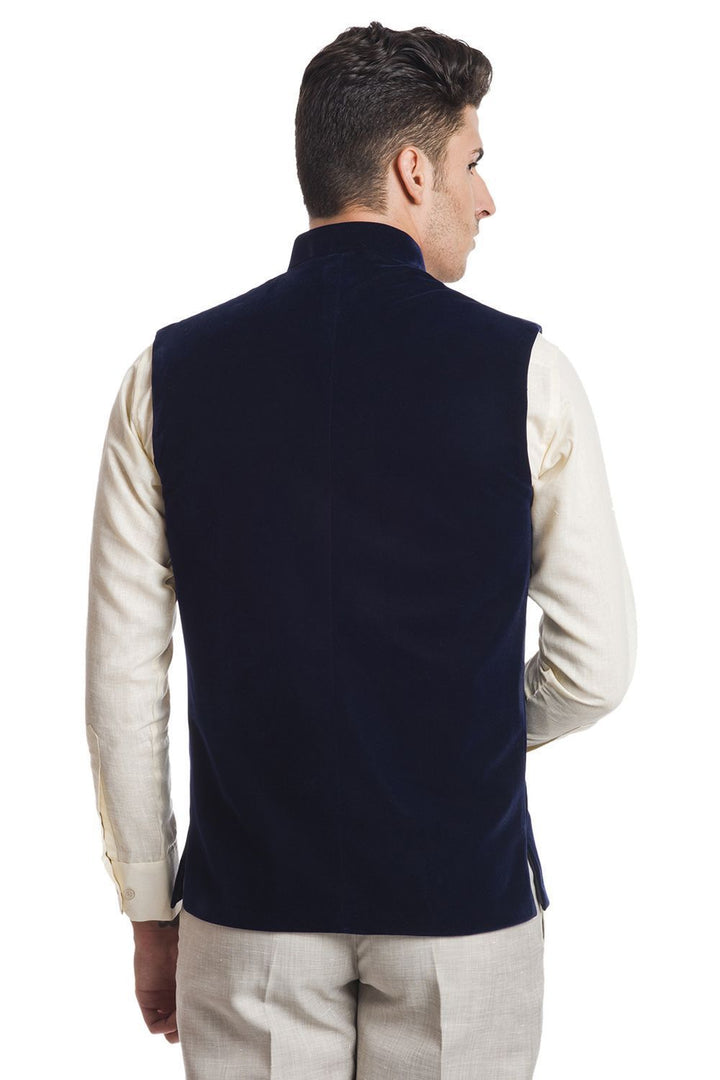 Velvet Blue Nehru Jacket