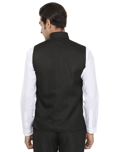 Polyester Cotton Black Nehru Jacket