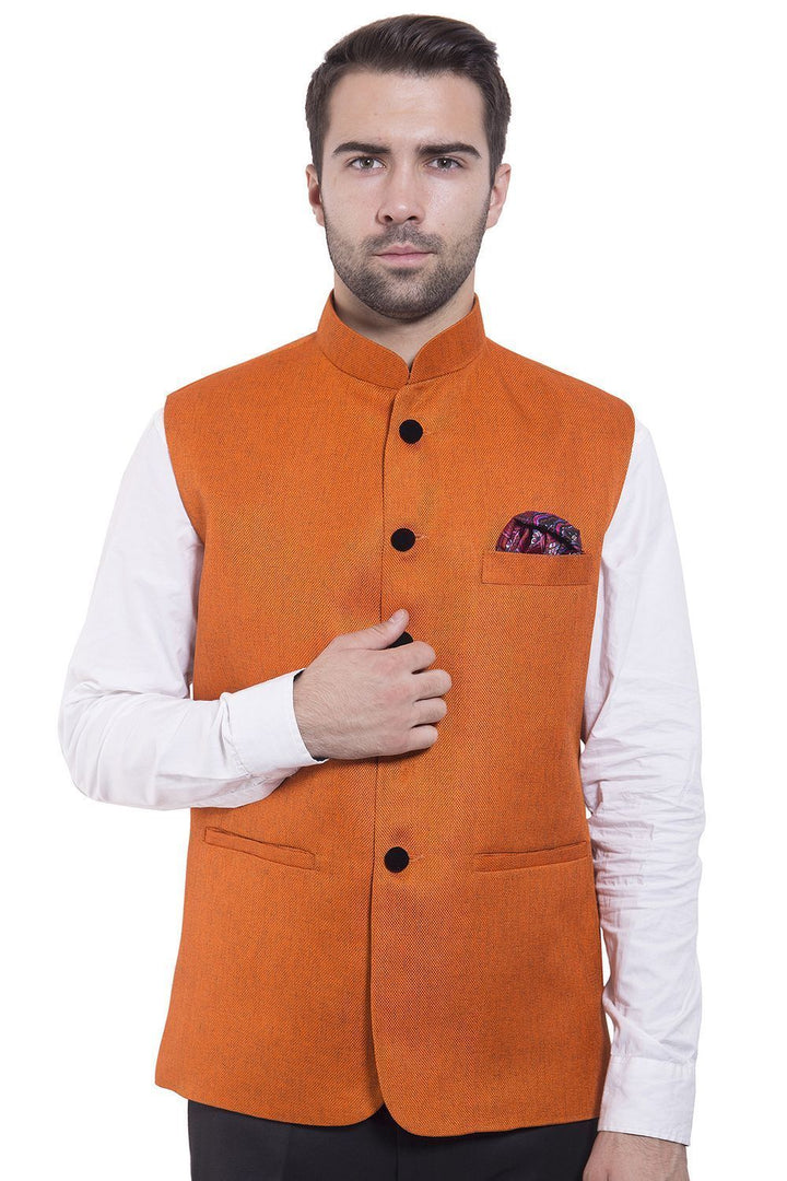 Rayon Orange Nehru Jacket