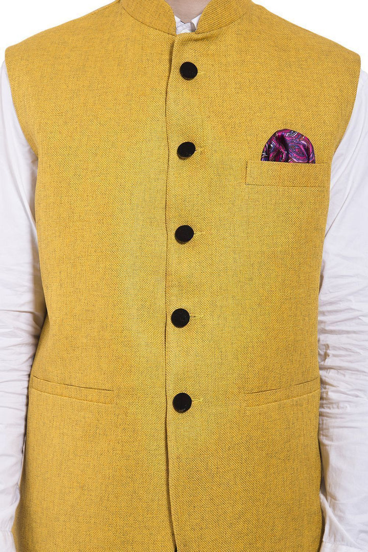 Rayon Yellow Nehru Jacket
