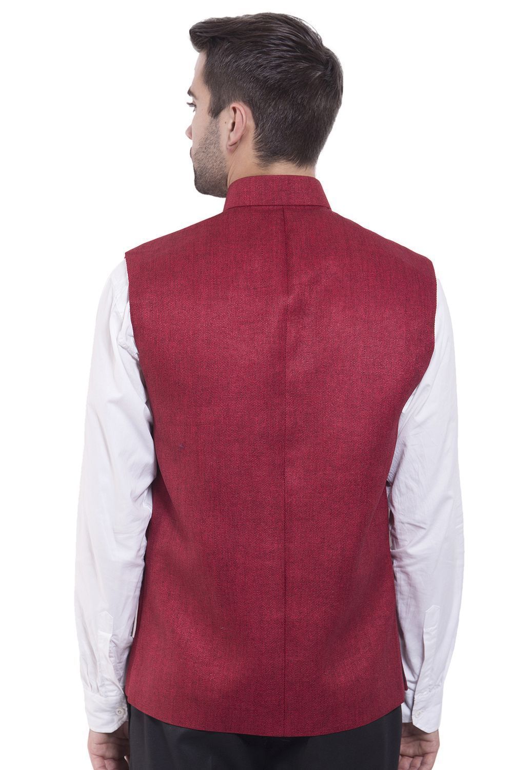 Rayon Red Nehru Jacket