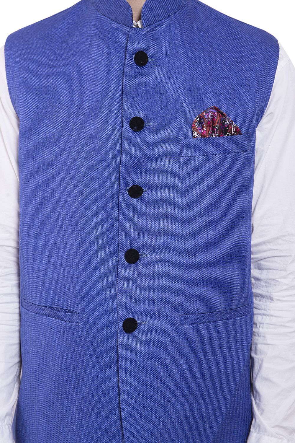 Rayon Blue Nehru Jacket