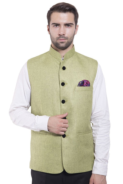 Rayon Green Nehru Jacket