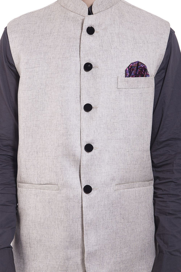 Rayon Silver Nehru Jacket