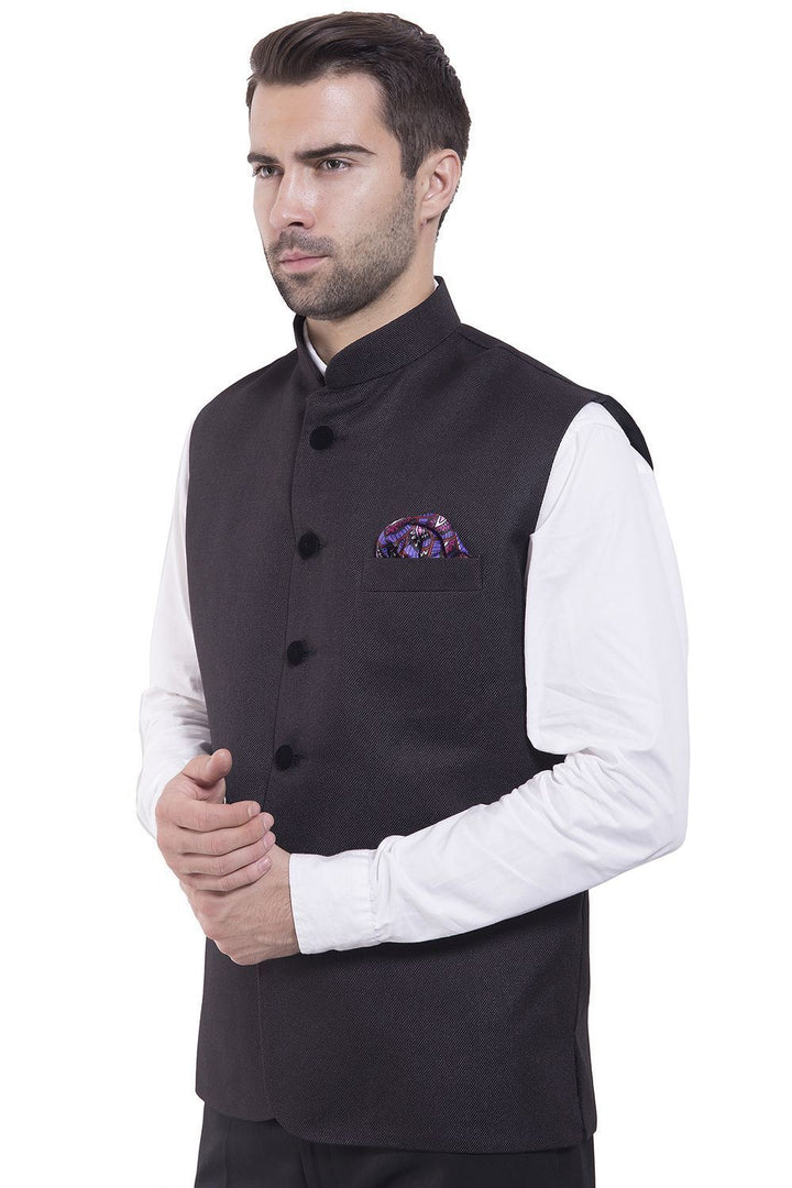 Rayon Black Nehru Jacket