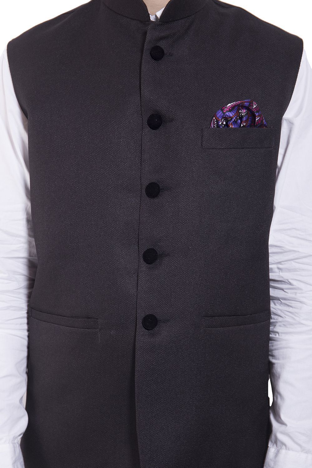 Rayon Black Nehru Jacket