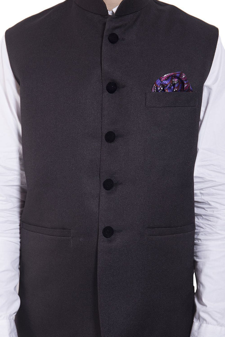 Rayon Black Nehru Jacket