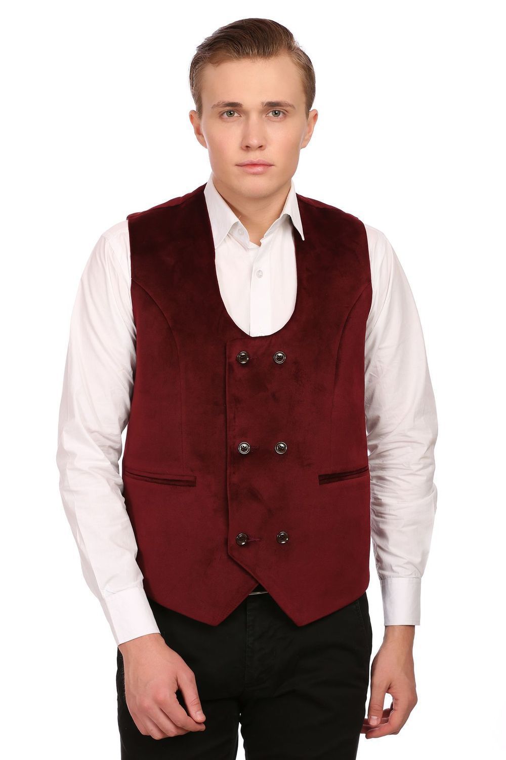 Dust-Free Cotton Velvet Red Waistcoat