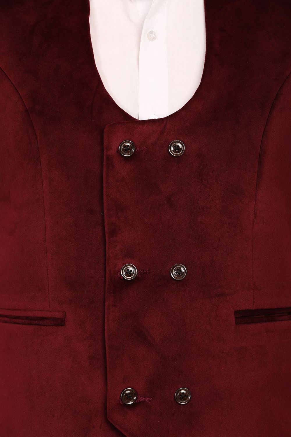 Dust-Free Cotton Velvet Red Waistcoat