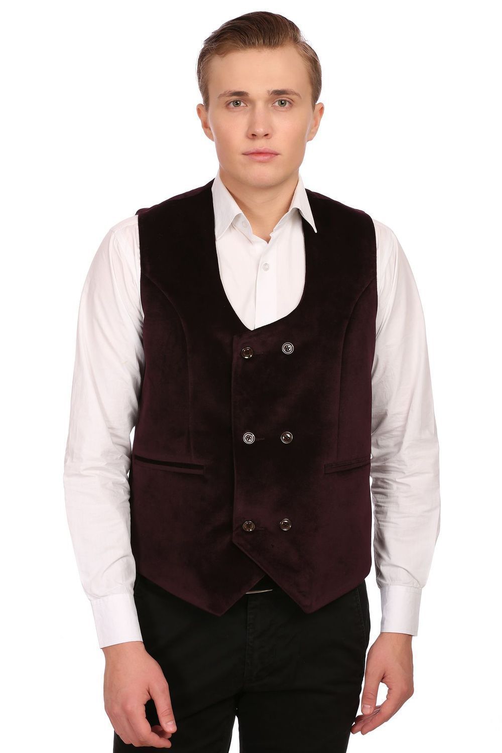 Dust Free Cotton Velvet Red Waistcoat