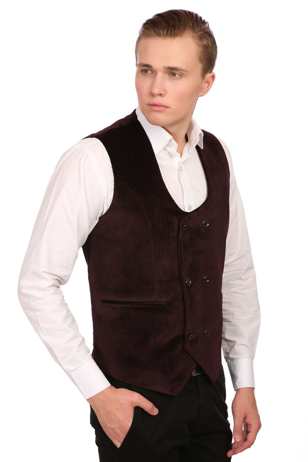 Dust Free Cotton Velvet Red Waistcoat