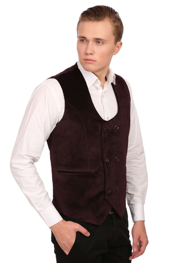 Dust Free Cotton Velvet Red Waistcoat