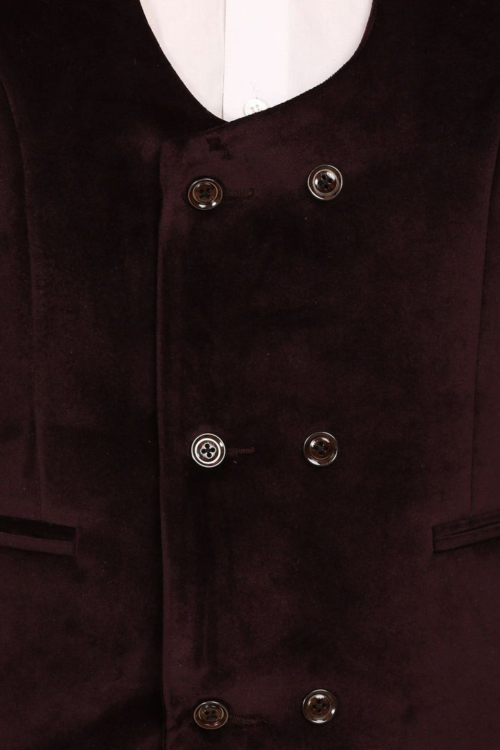 Dust Free Cotton Velvet Red Waistcoat