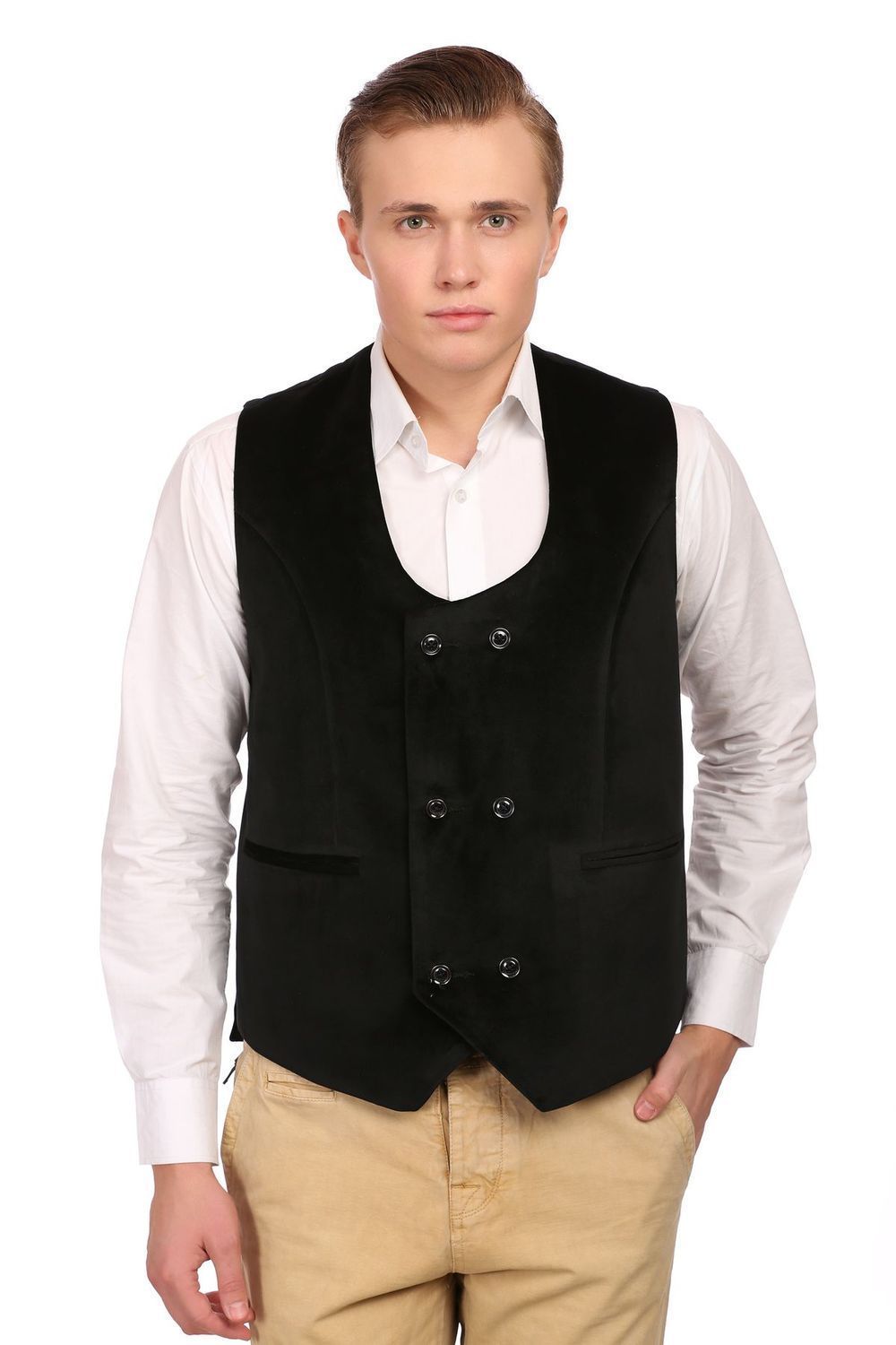 Dust Free Cotton Velvet Black Waistcoat