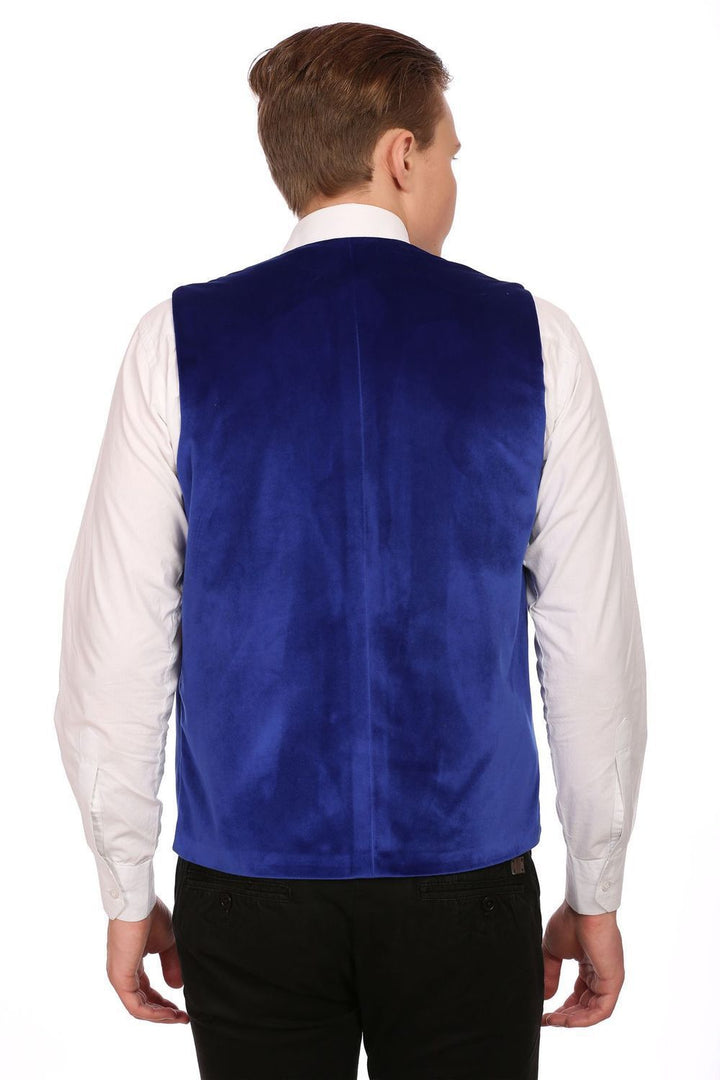 Dust Free Cotton Velvet Blue Waistcoat