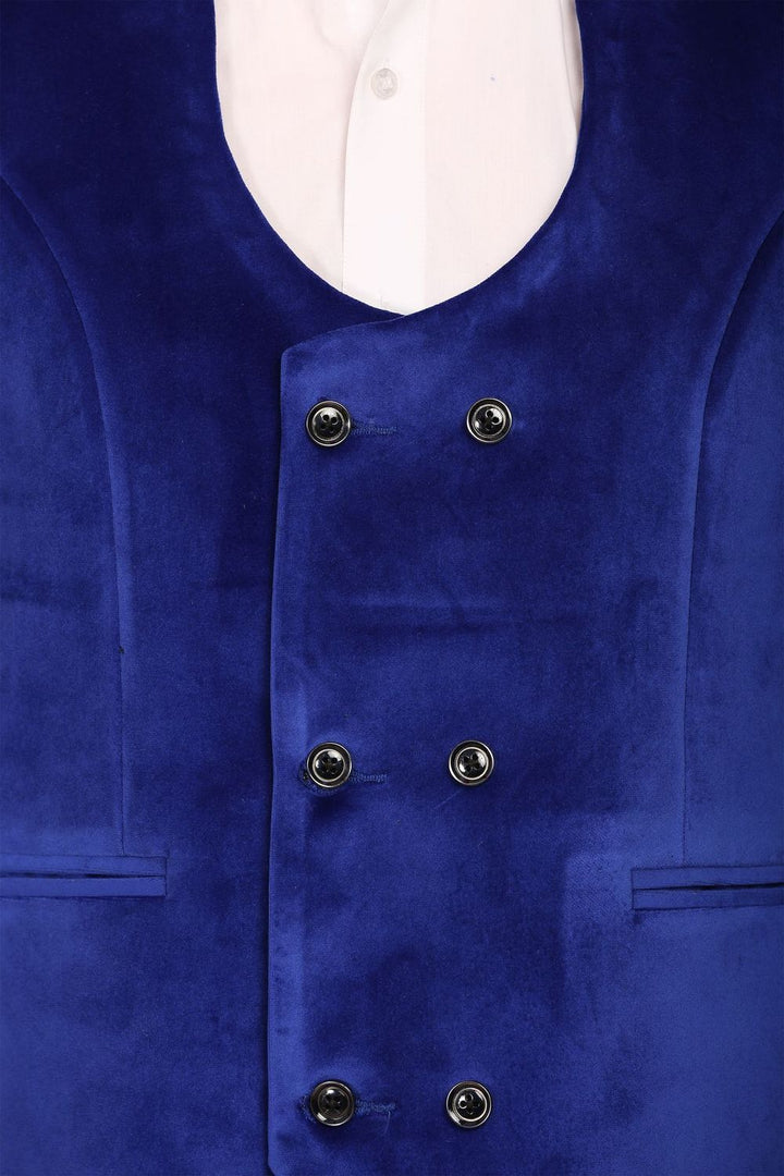 Dust Free Cotton Velvet Blue Waistcoat