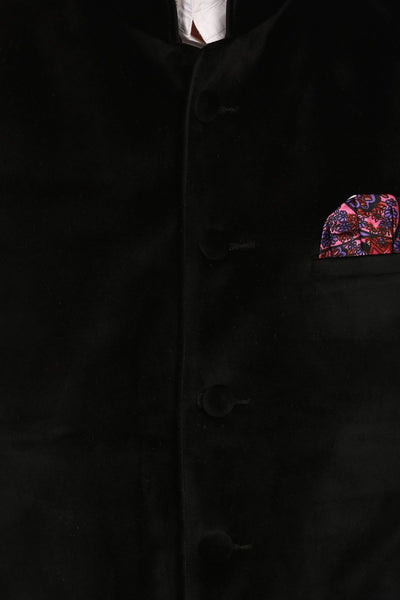 Dust Free Cotton Velvet Black Nehru Jacket