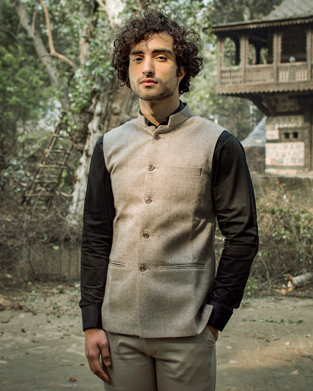 Tweed Grey Modi Nehru Jacket