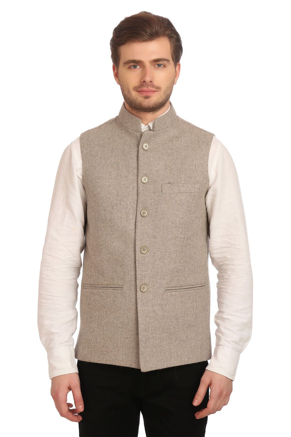 Tweed Grey Nehru Jacket