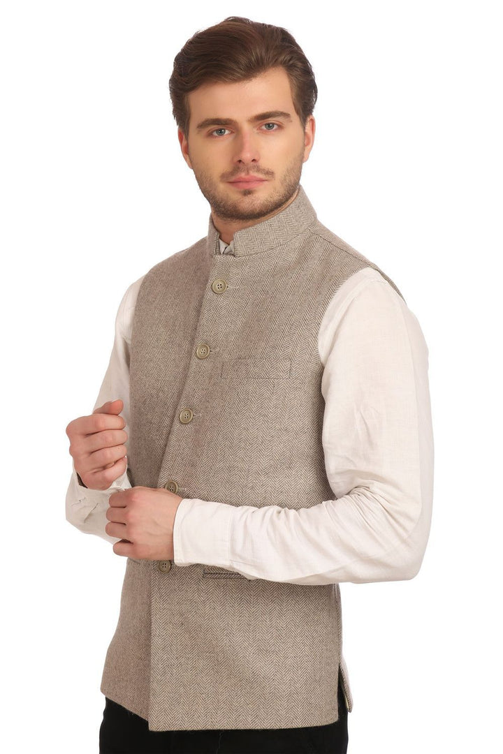 Tweed Grey Nehru Jacket