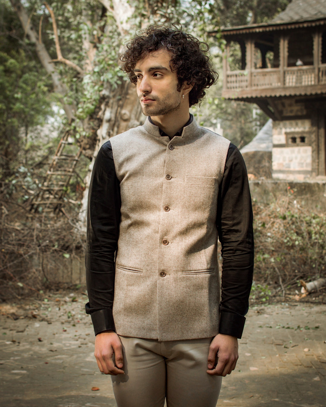 Tweed Grey Modi Nehru Jacket