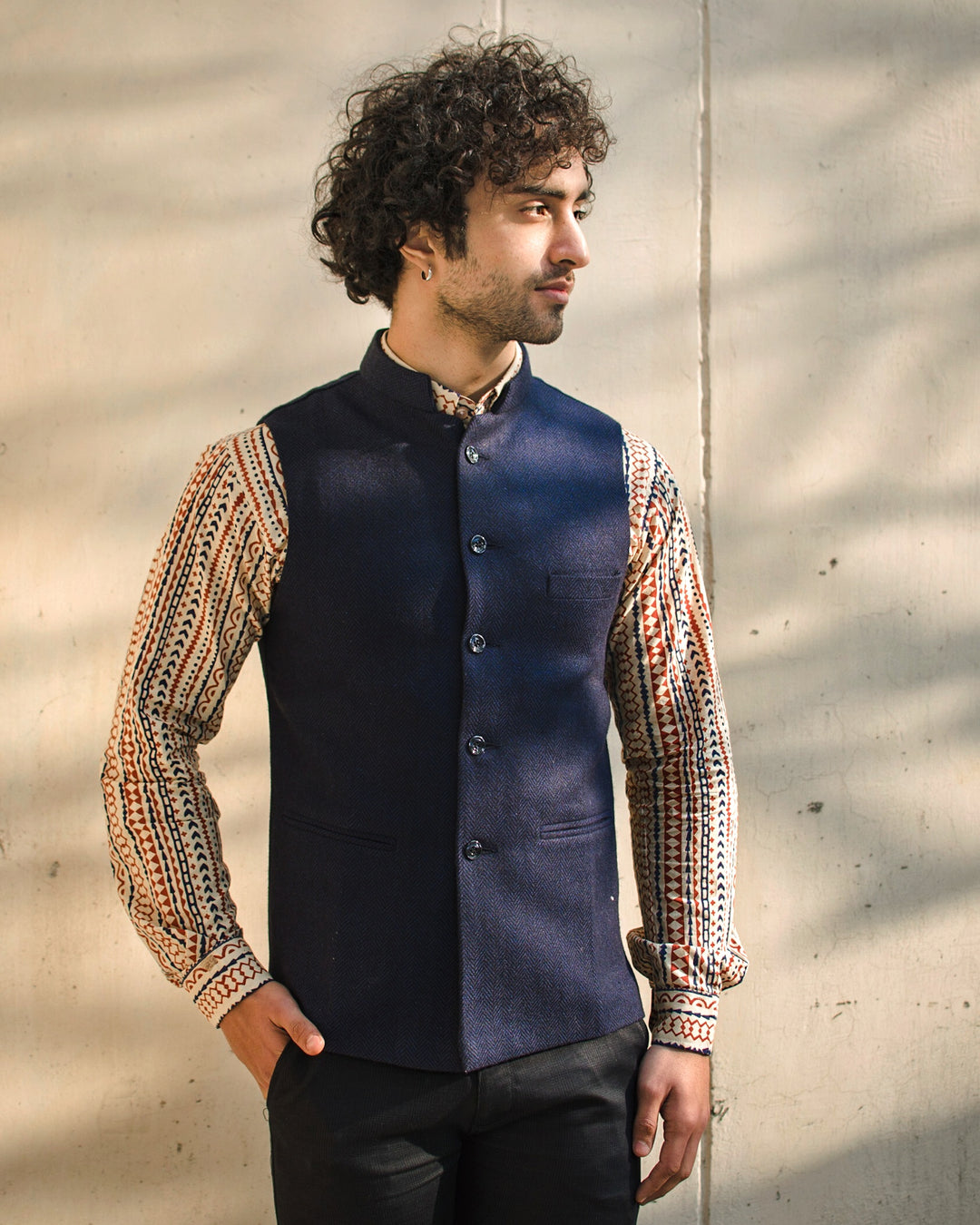 Tweed Blue1 Modi Nehru Jacket