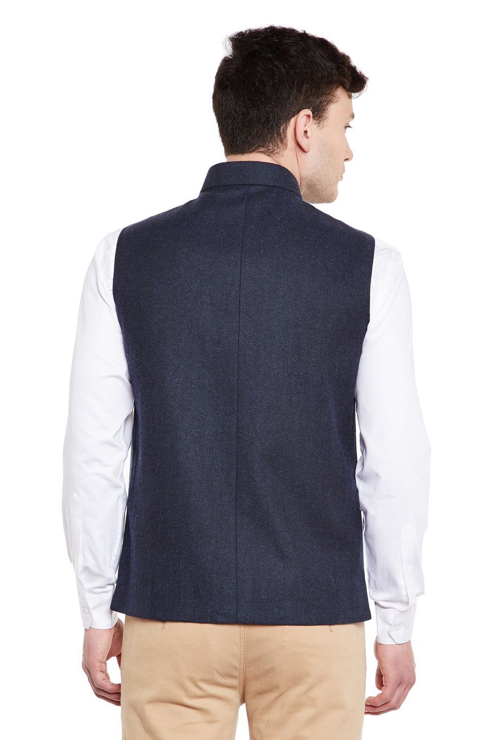 Tweed Blue1 Nehru Jacket