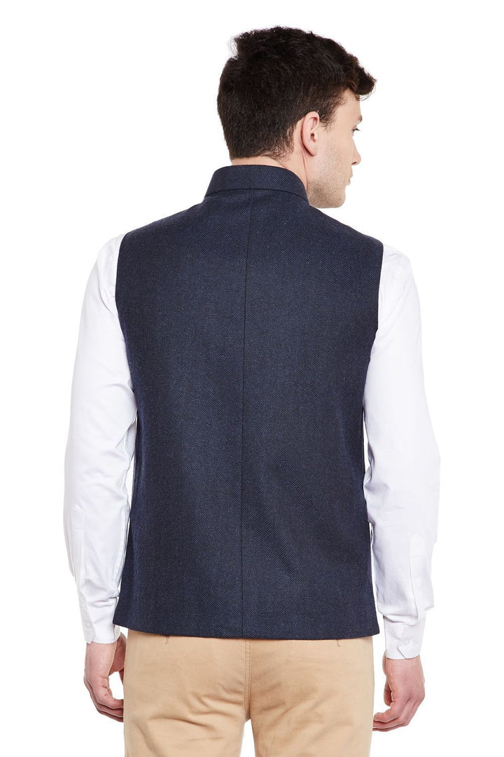 Tweed Blue1 Nehru Jacket