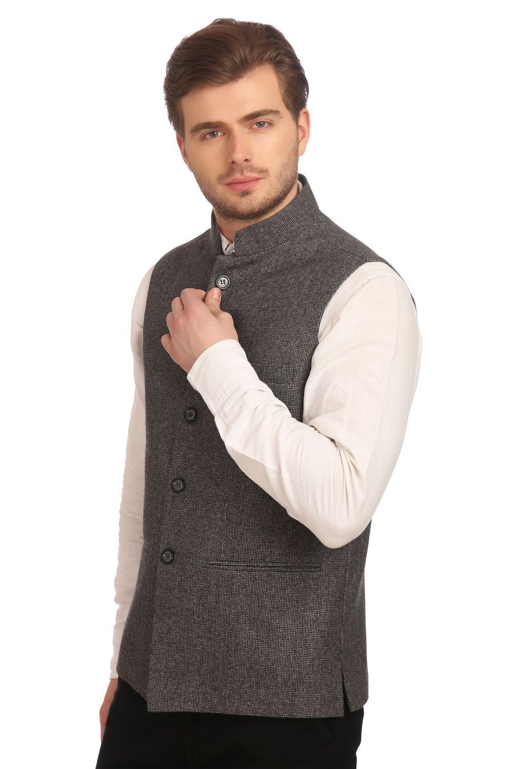 Tweed Grey Nehru Jacket