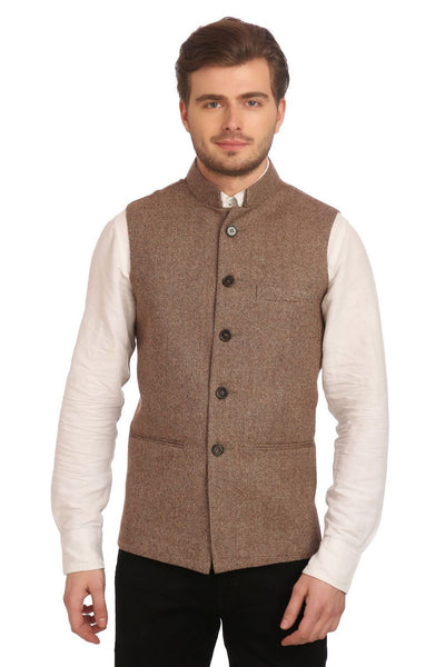 Tweed Brown Nehru Jacket