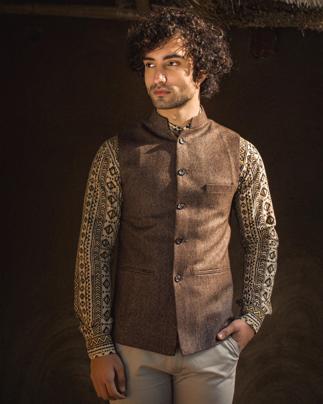 Tweed Brown Modi Nehru Jacket