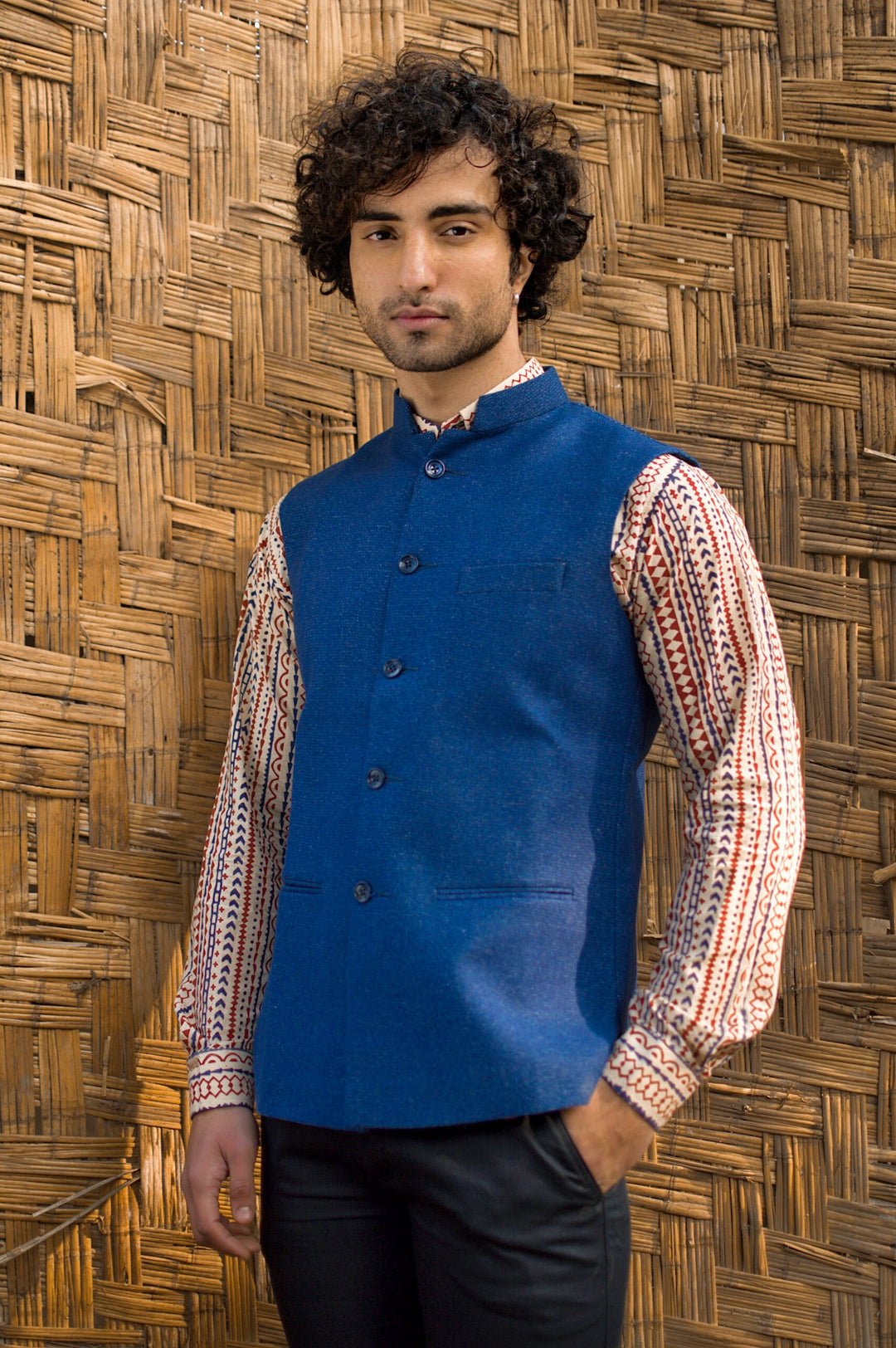 Tweed Blue Modi Nehru Jacket