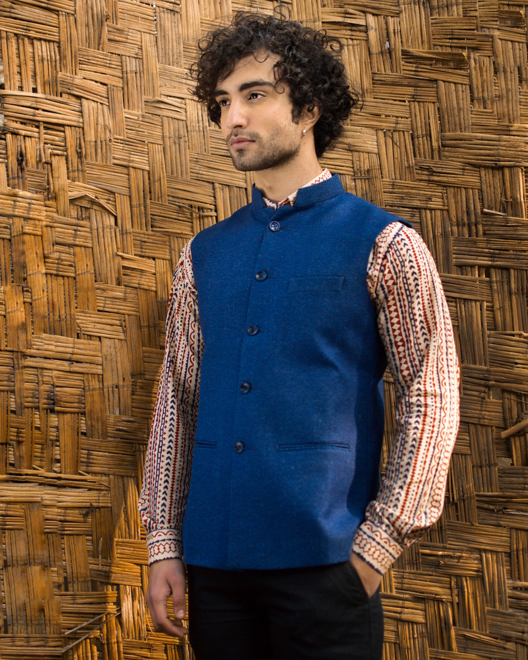 Tweed Blue Modi Nehru Jacket