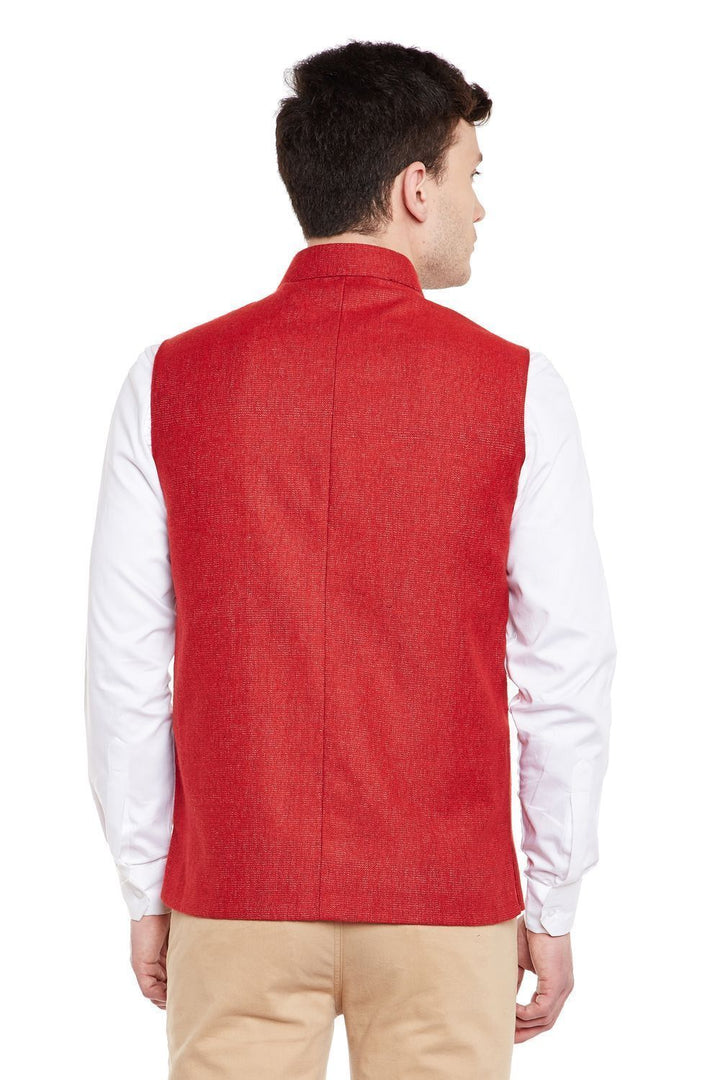 Tweed Red Nehru Jacket