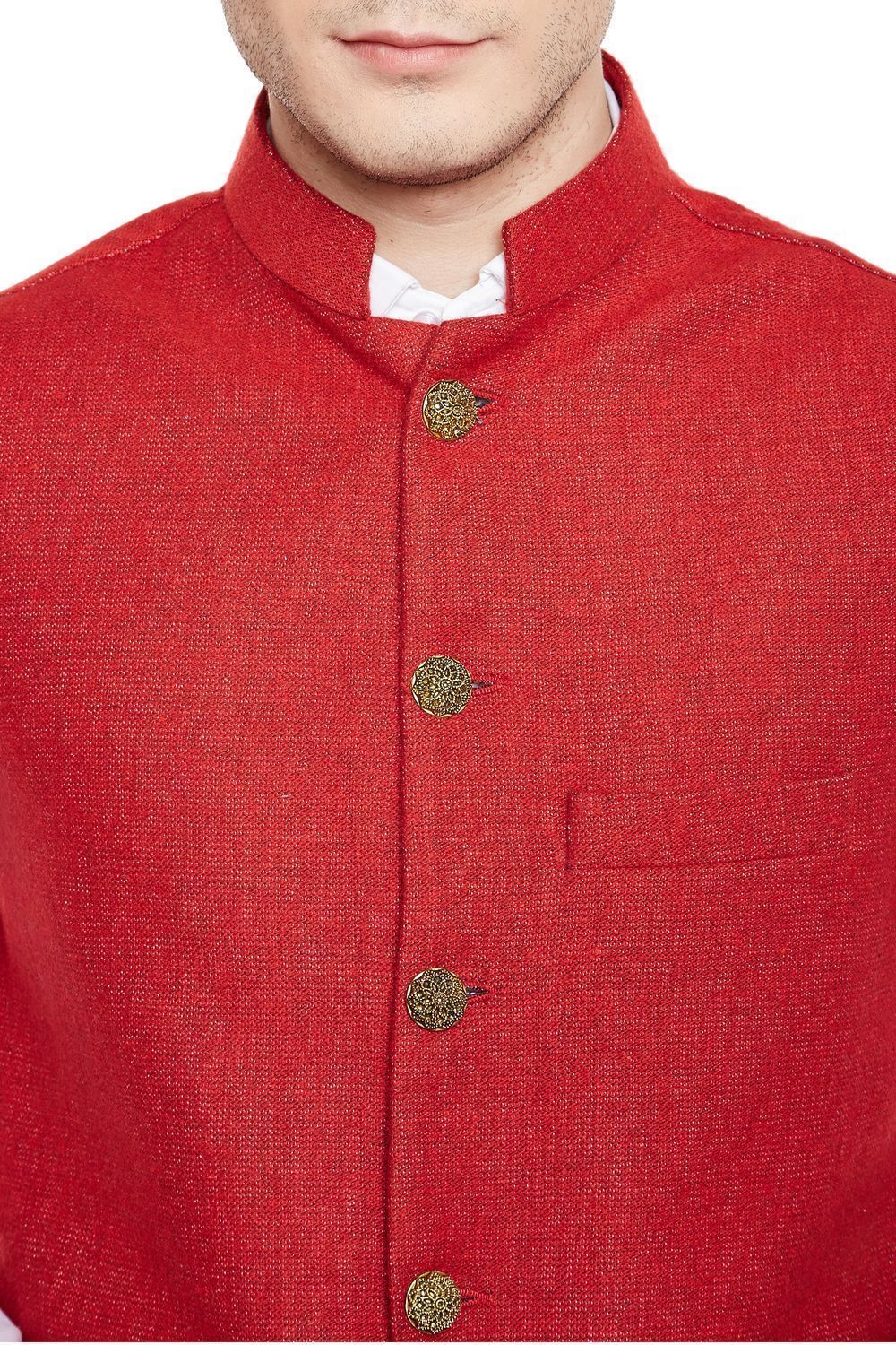 Tweed Red Nehru Jacket