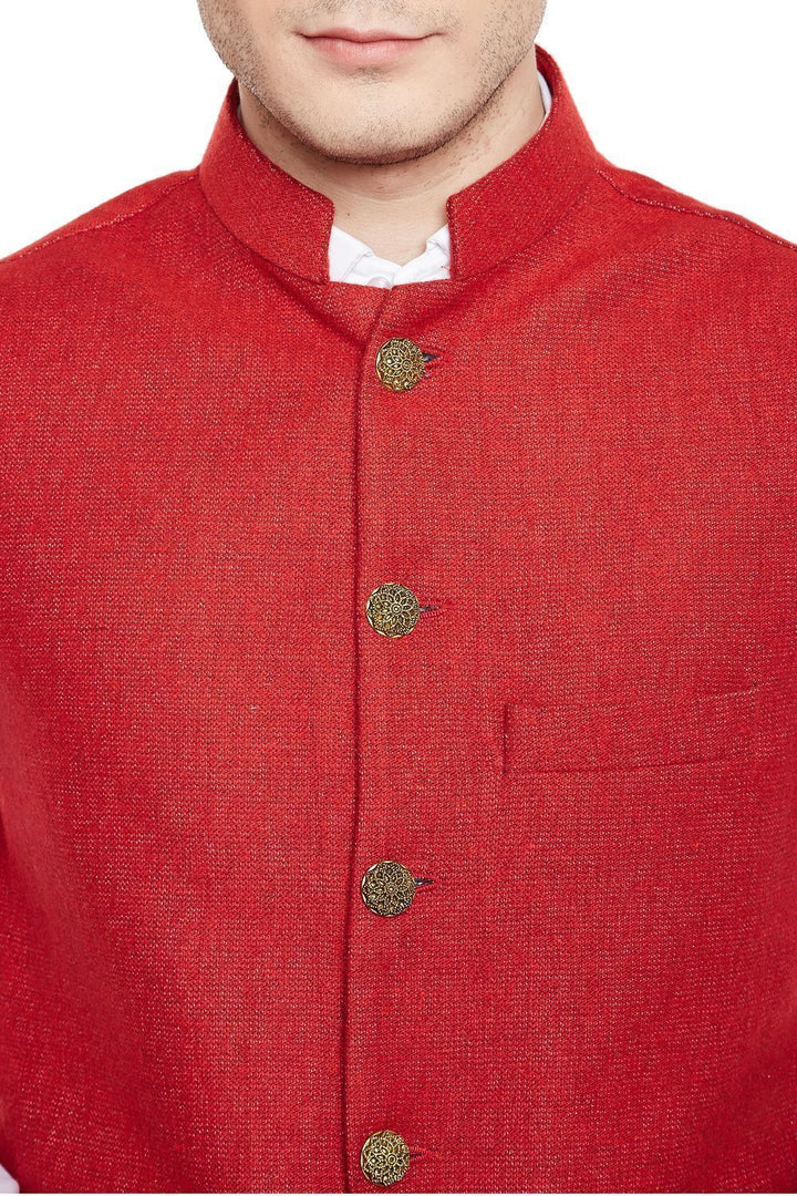 Tweed Red Nehru Jacket