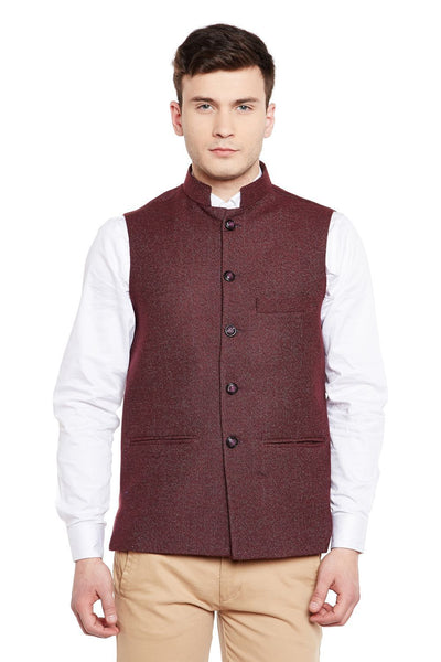 Tweed Maroon Modi Nehru Jacket