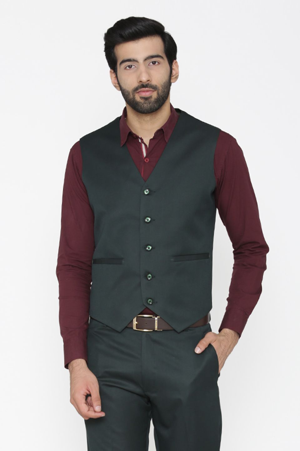 Polyester Cotton Green Waist Coat