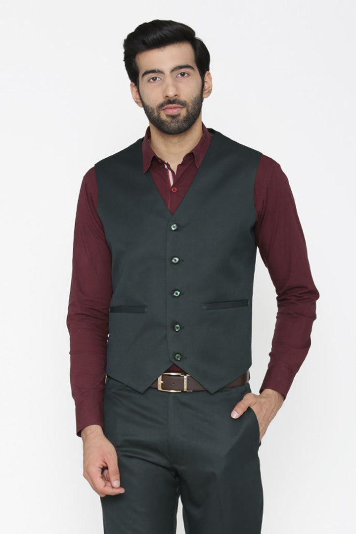 Polyester Cotton Green Waist Coat