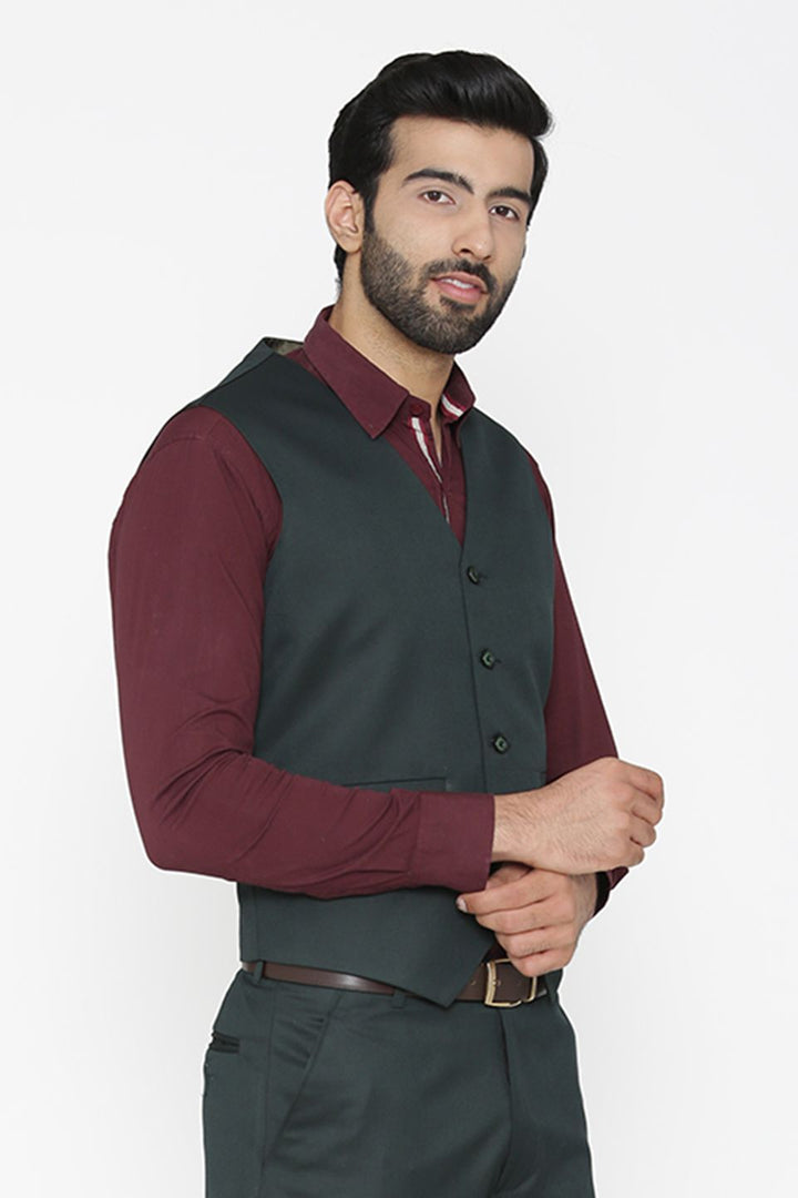 Polyester Cotton Green Waist Coat