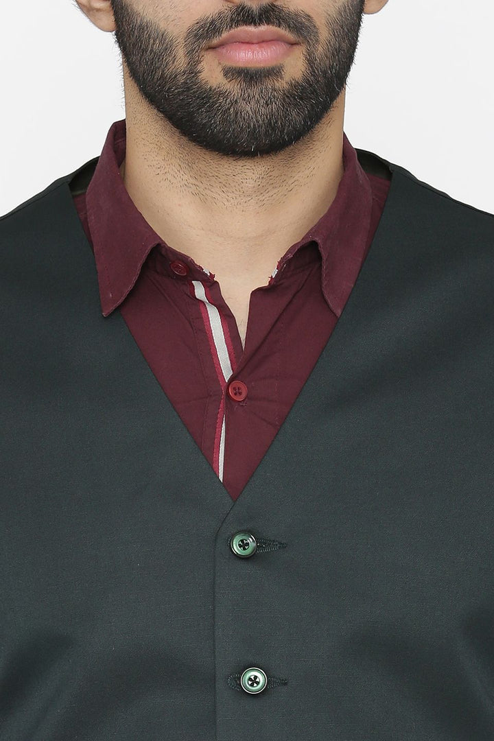 Polyester Cotton Green Waist Coat