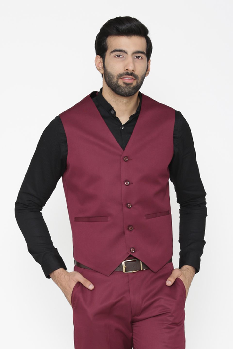 Polyester Cotton Purple Waist Coat