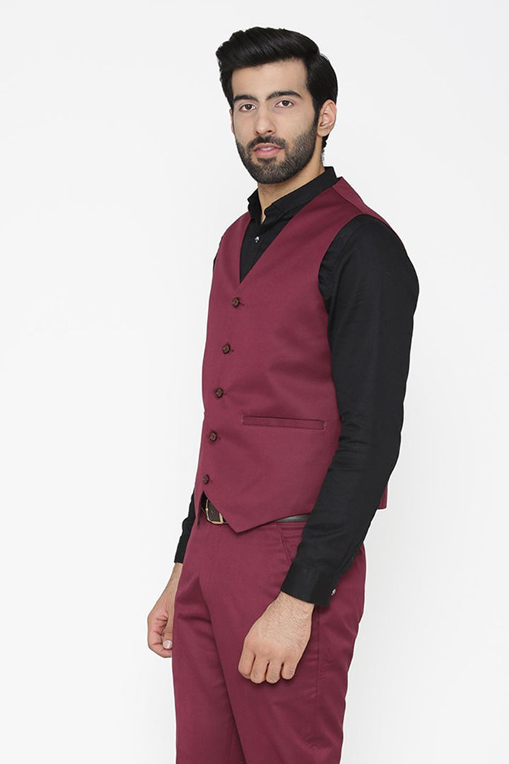 Polyester Cotton Purple Waist Coat